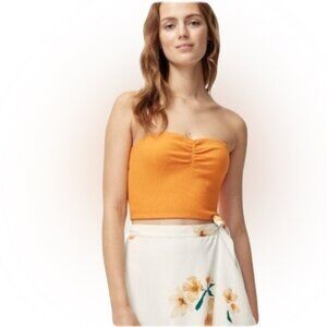 Aritzia Wilfred Gaby Strapless Crop Tube Crop Top Orange Size Small